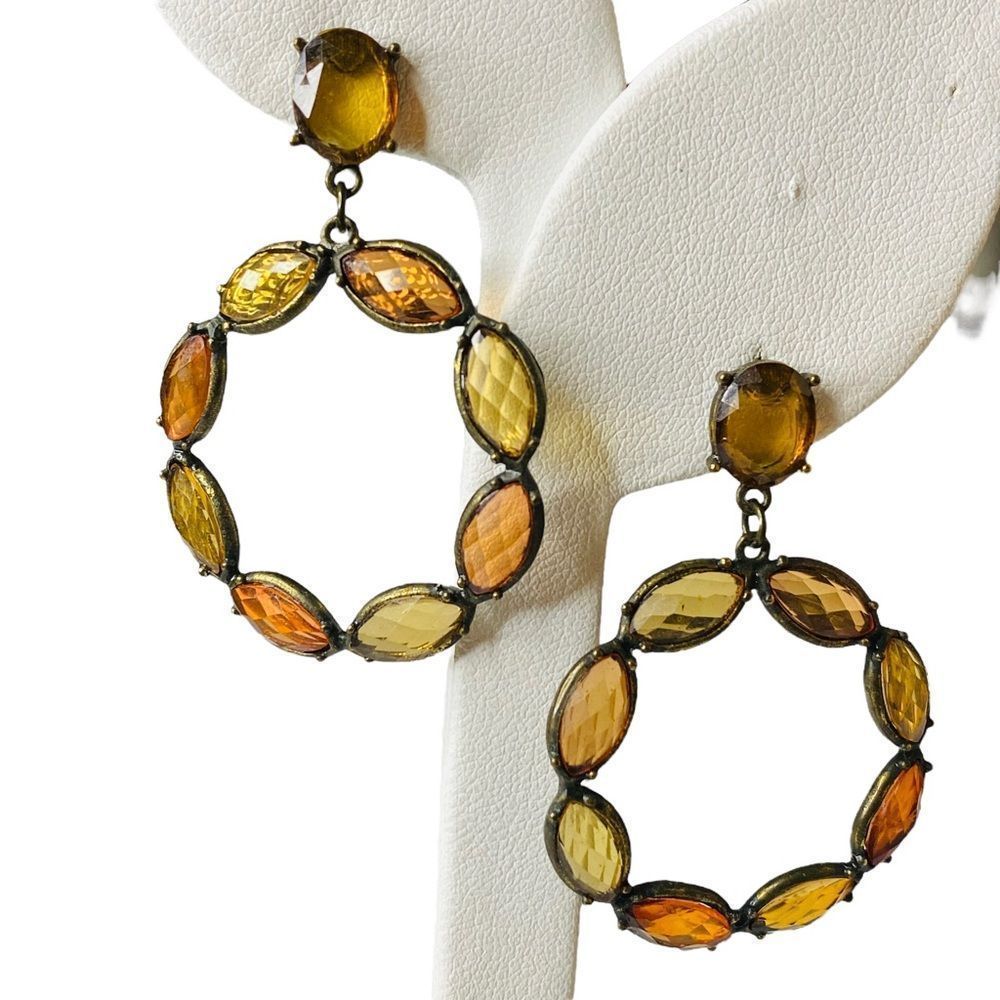 Multicolor Gemstone Round Drop Dangle Earrings - image 2